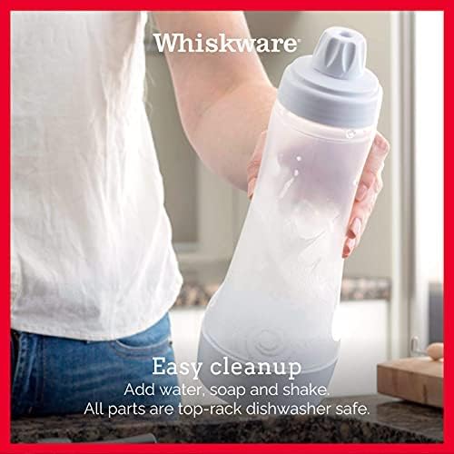 Whiskware Pancake Batter Dispenser and Mixer with BlenderBall Wire Whisk for Cupcakes, Muffins, Crepes, and more, White