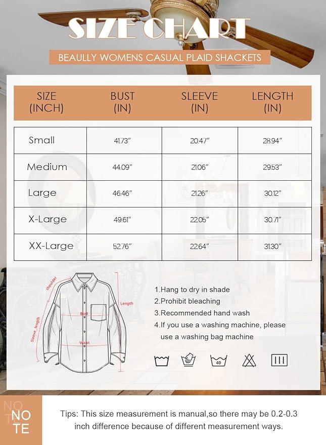 Beaully Women's Flannel Plaid Shacket Long Sleeve Button Down Shirts Jacket Coats with Side Pockets