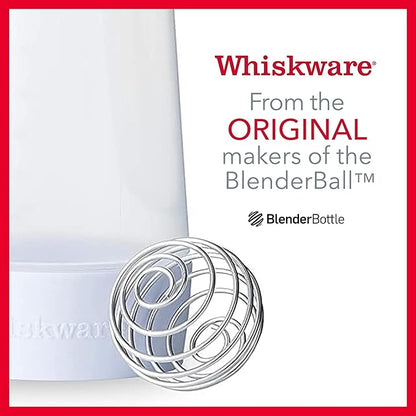 Whiskware Pancake Batter Dispenser and Mixer with BlenderBall Wire Whisk for Cupcakes, Muffins, Crepes, and more, White