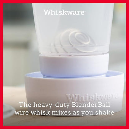 Whiskware Pancake Batter Dispenser and Mixer with BlenderBall Wire Whisk for Cupcakes, Muffins, Crepes, and more, White