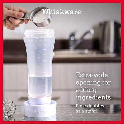 Whiskware Pancake Batter Dispenser and Mixer with BlenderBall Wire Whisk for Cupcakes, Muffins, Crepes, and more, White