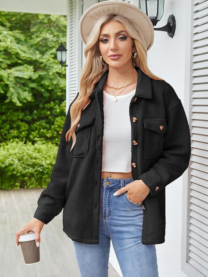 Winter Zaful Coat ZAFUL Womens Winter Sherpa Fleece Jacket Button